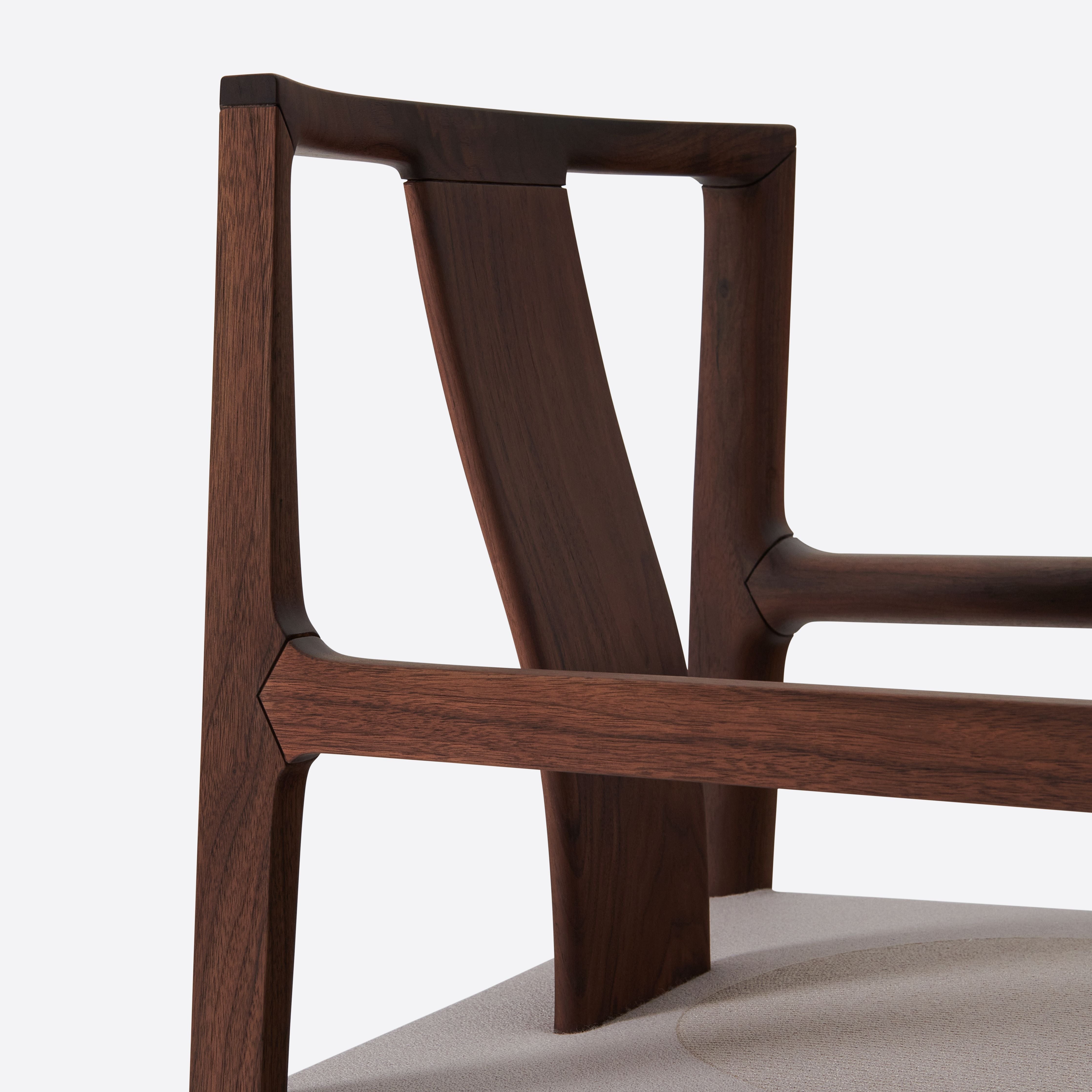 Da Tian Di Collection Black Walnut Armchair with Cushion in Matte Finish