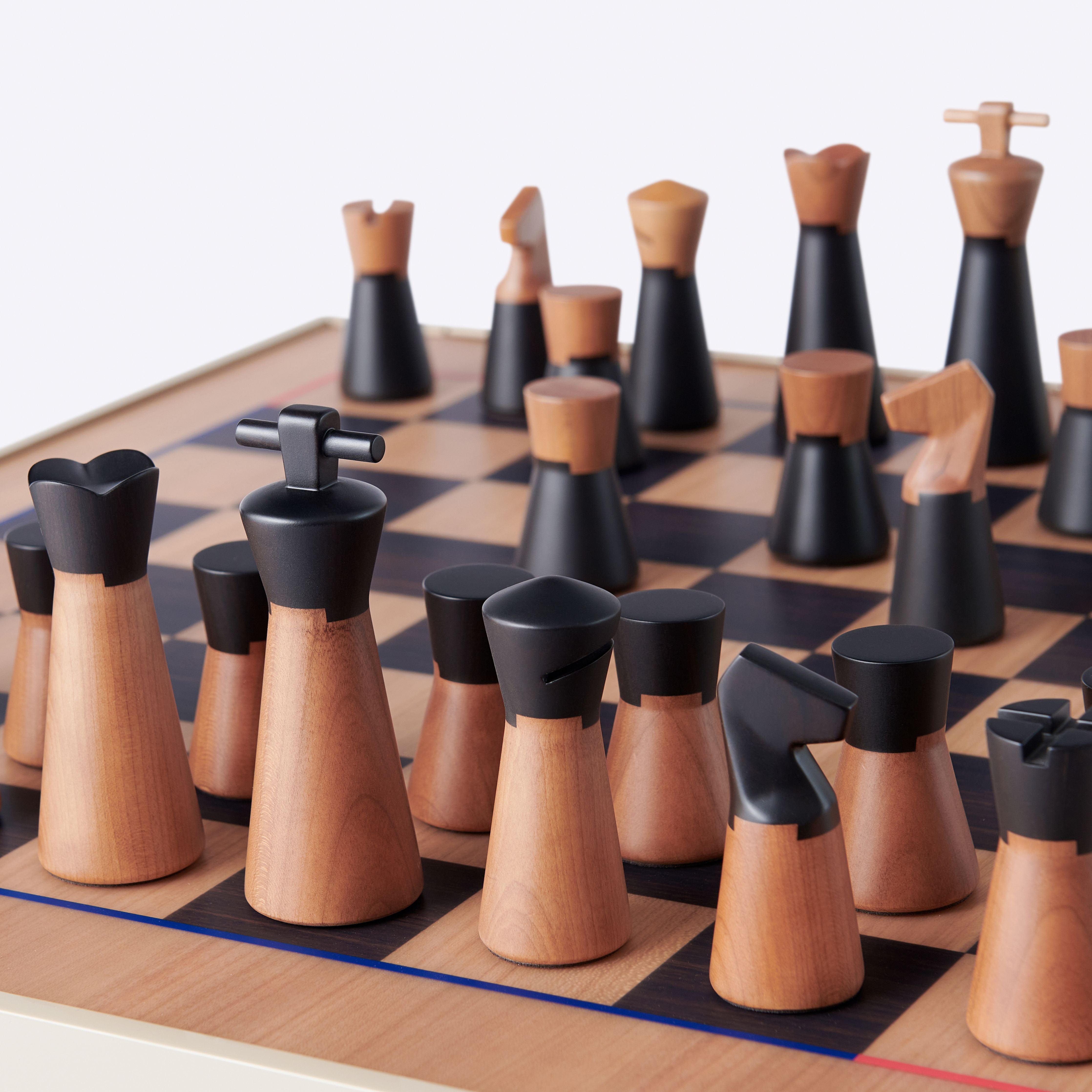 East African Blackwood and Cherry Wood Chess Set